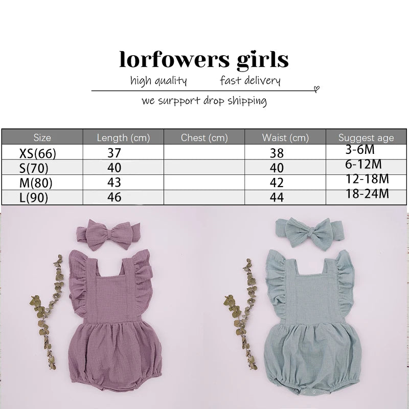 2021 New Baby Romper For Girls Toddler Summer Double Gauze Organic Cotton Playsuit Shower Gifts Boutique Photo Prop Clothes Set