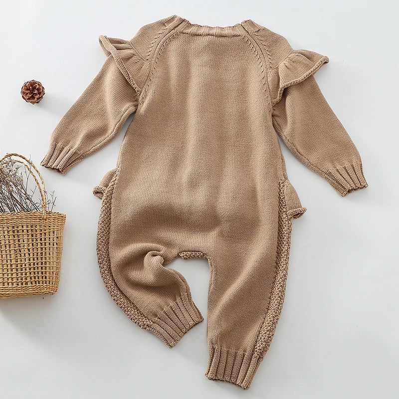 Infant Baby Girls Knitting Solid Color Jumpsuit One piece Outfit Spring Autumn Baby Girls Clothes Baby Girl Knitting Bodysuits